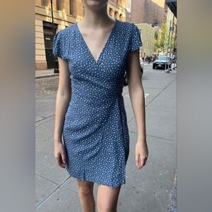 Brandy Melville Robbie Floral Wrap mini dress navy